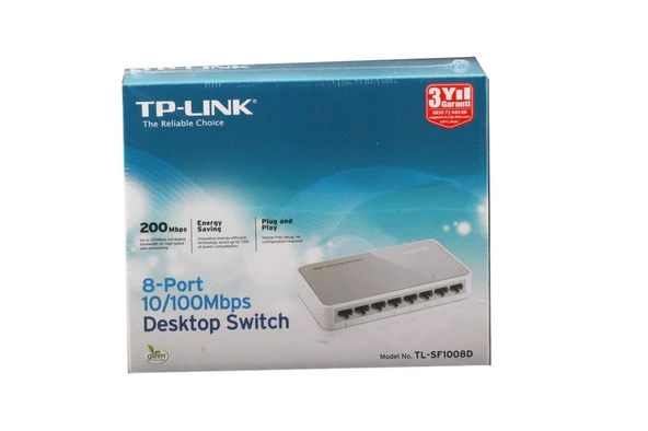 Tp-Link TL-SF1008P 8 Port 4 Port Poe+ 10-100 Mbps Switch Çelik Kasa ürün görseli 1