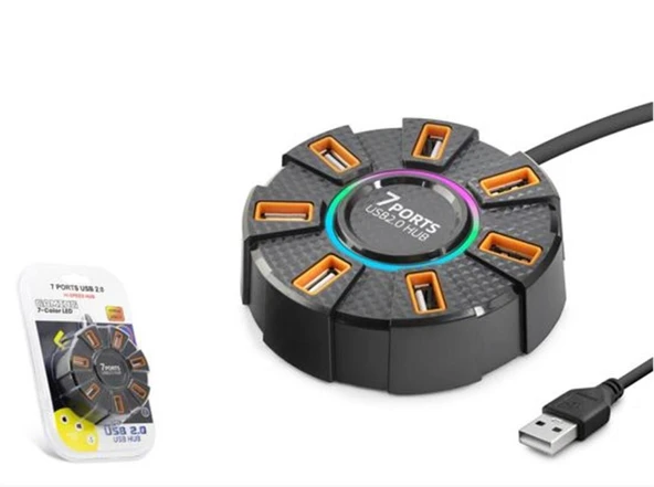 Hadron Hdx7035 Usb Hub 7-Usb 1.2M Siyah ürün görseli 1
