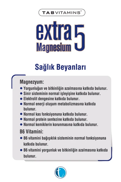 Tabvitamins Extra5 Magnesium 60 Kapsül - Resim 5