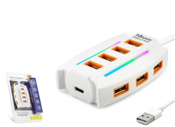 Hadron Hdx7036 Usb Hub 2.0 10-Usb 1.2M Siyah ürün görseli 1