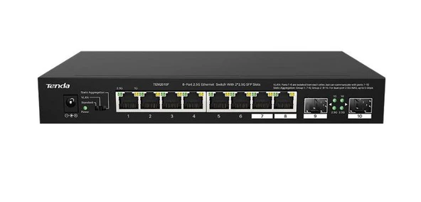Tenda TEM2010F 8 Port 100-1000-2500 Mbps + 2 Port SFP Switch Çelik Kasa Rack Mount ürün görseli 1