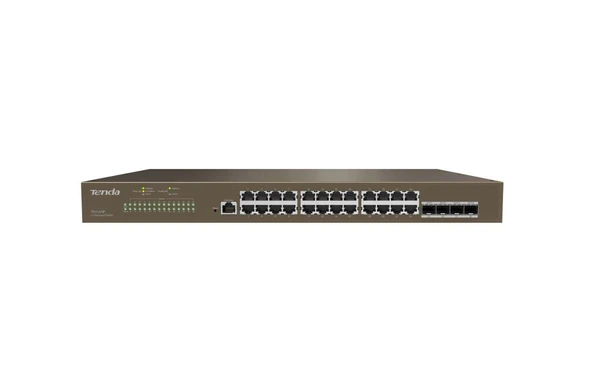 Tenda TEG5328F 24 Port 10-100-1000 Switch 4 Port SFP Yönetilebilir L2 Çelik Kasa Rack Mount ürün görseli 1