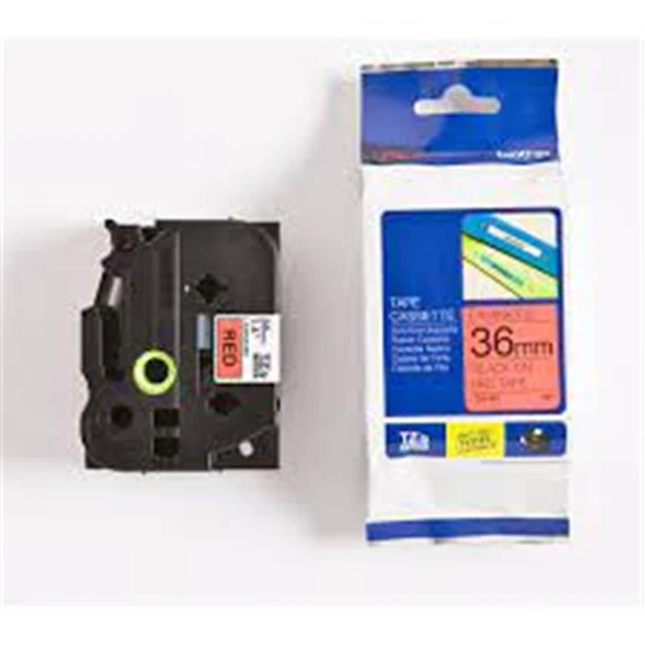 Brother TZE-461 36 mm Kırmızı Üzeri Siyah Laminasyonlu Etiket ürün görseli 1