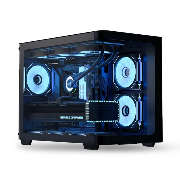Aerocool AE P300C BK 3x12cm Mirror A-RGB Fanlı, Panoramik Tempered Panel, mATX ürün görseli 1