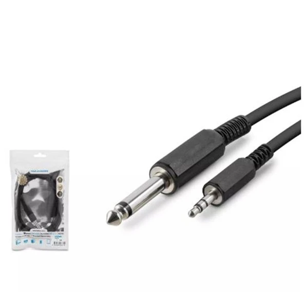 Hadron Hdx1055 6.5Mm To 3.5Mm Kablo Enstrüman Gitar 1.5M Siyah ürün görseli 1