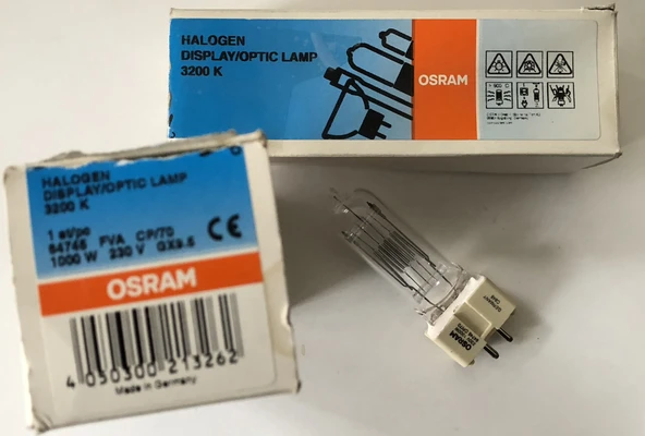 OSRAM HALOGEN DISPLAY OPTIC GX9,5 230V 1000W 64745 FVA CP/70 3200K ürün görseli 1