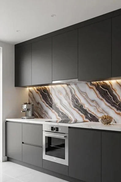 Alternatif Kaplama UV PVC Mermer Panel Pure Gold 1 Adet 60x120cm Ev Ofis Otel Duvar Kaplama Paneli ürün görseli 1