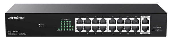 Tenda SG118PC SG118PC 18 Port Gigabit PoE Switch 100-100-1000 167W ürün görseli 1