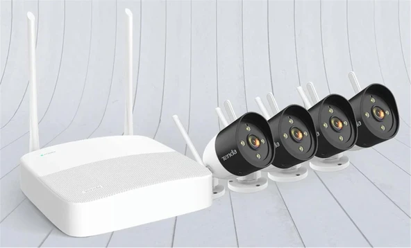 Tenda K4W-3TC 4 Kanal NVR Kayıt Cİhazı + 4 Adet Outdor Ip Wifi Bullet Kamera Set ürün görseli 1