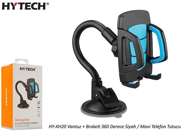 Hytech HY-XH20 Vantuz + Braketi 360 Derece Siyah-Mavi Telefon Tutucu ürün görseli 1