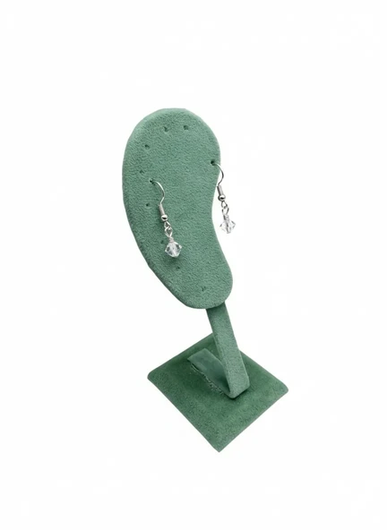 Süet Kumaş Yeşil Renk 15/5 cm Ayaklı Küpe Sergileme Dekoru ürün görseli 1