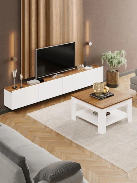 LinaSet Duvara Asılı Tv Ünitesi ve Orta Sehpa ürün görseli 1