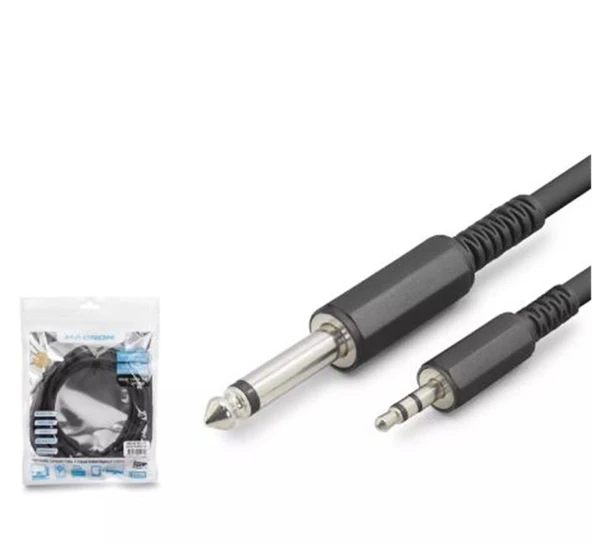 Hadron Hdx1077 6.5Mm To 3.5Mm Kablo Enstrüman Gitar 3M Siyah ürün görseli 1