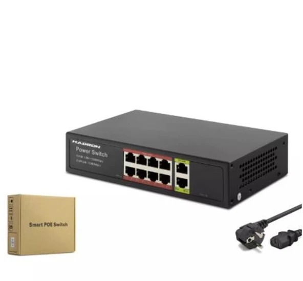 HADRON HDG08 POE SWITCH 2UPLINK 8+2 10-100-1000 MBPS 8PORT ürün görseli 1