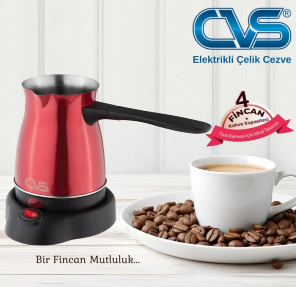 CVS DN 19833 Elektrikli Çelik Cezve Kırmızı ürün görseli 1