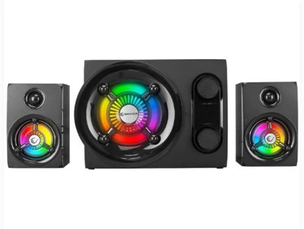 Rampage RMS-G8 Antares 2+1 25W Bluetooth+USB-SD-FM Rainbow Siyah Led Işıklı Gaming Speaker Hoparlör ürün görseli 1
