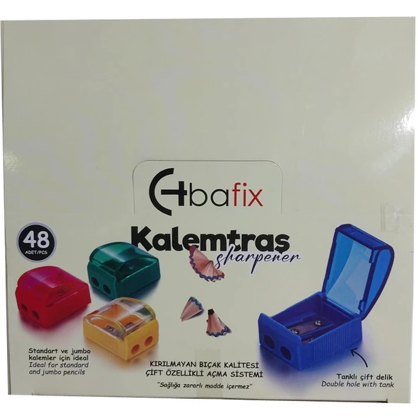 Bafix Kalemtraş Klasik Çift Delikli Kapaklı TS826-B ürün görseli 1