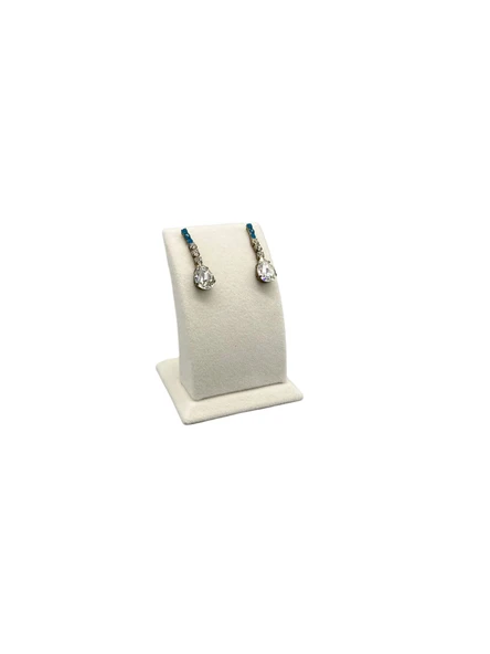 Süet Kumaş Krem Renk Ayaklı 9/7 cm Küpe Sergileme Dekoru ürün görseli 1