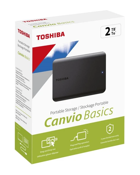 Toshiba 2TB Canvio Basic 2.5" Gen1 USB 3.2 Harici Harddisk (HDTB520EK3AA) - Resim 2