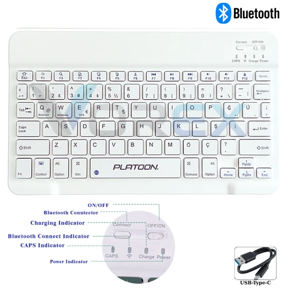 PL-366 Bluetooth Kablosuz Klavye – Type-C Şarjlı, Tablet Telefon PC Uyumlu - Resim 2