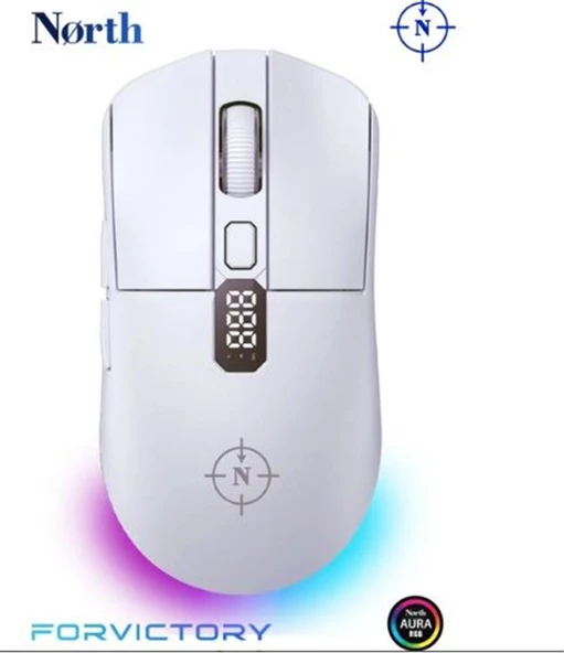 North Odin Pro WL Beyaz 26K DPI 750 IPS 70G UltraLight RGB Kablosuz Gaming Mouse ürün görseli 1