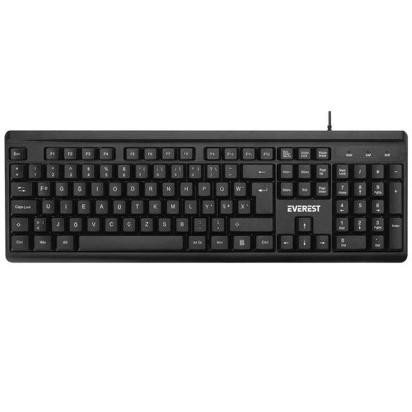 Everest KB-741F Siyah-Gri USB 2 Metre Bakır Kablolu Tamamen Türkçe F Klavye ürün görseli 1