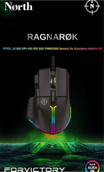North Odin Pro WL Siyah 26K DPI 750 IPS 70G UltraLight RGB Kablosuz Gaming Mouse ürün görseli 1