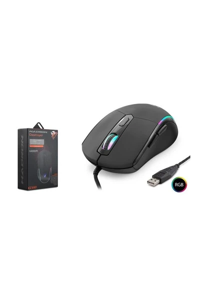 Hadron Destroyer G340 Rgb 6 Buttons Usb 6400 Dpı Oyuncu Mouse (1,40cm Kablo Uzunluğu) ürün görseli 1