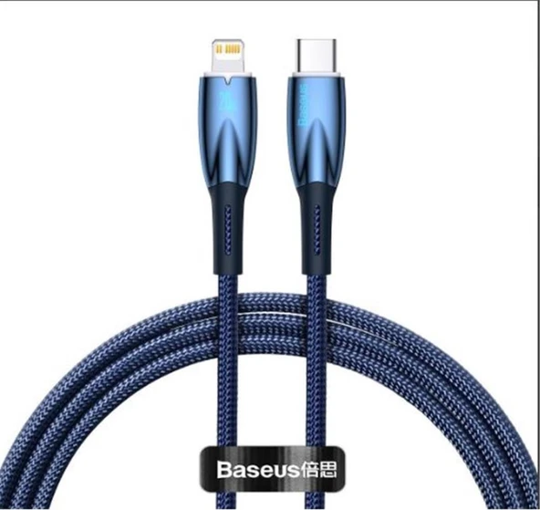Baseus Glimmer Series Mavi CADH000003 1mt 20W Type-C to Lightning Şarj Kablosu Örgülü ürün görseli 1