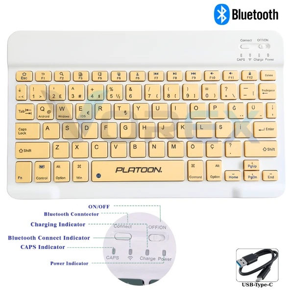 PL-366 Bluetooth Kablosuz Klavye – Type-C Şarjlı, Tablet Telefon PC Uyumlu - Resim 4