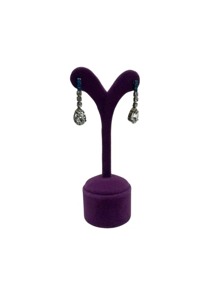 Süet Kumaş Mor Renk 12 Cm Küpe Sergileme Aksesuar ürün görseli 1