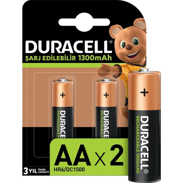 Duracell Şarjlı Kalem Pil (AA) 1300 MAH 2 Lİ ürün görseli 1