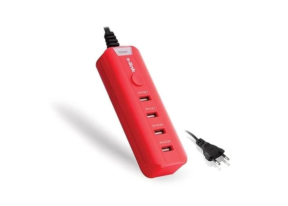 S-link SL-M4 Akıllı Telefon ve Tablet 4000mah 4 usb Port Kırmızı Ev Şarj Adaptör ürün görseli 1