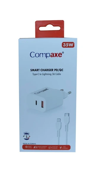 Compaxe CTA-350TI 35W 5V 3A PD-QC+ Type-C To Lightning Şarj Kablosu ürün görseli 1