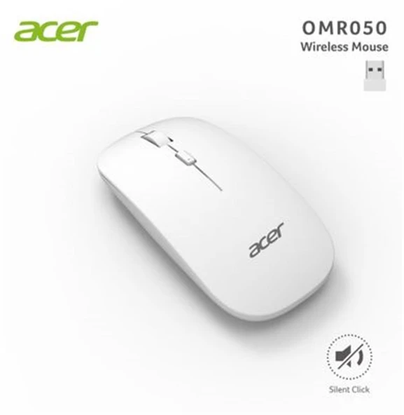 Acer Omr050 Beyaz Kablosuz Sessiz Tuşlu  Mouse 1000-1200-1600 DPI ürün görseli 1