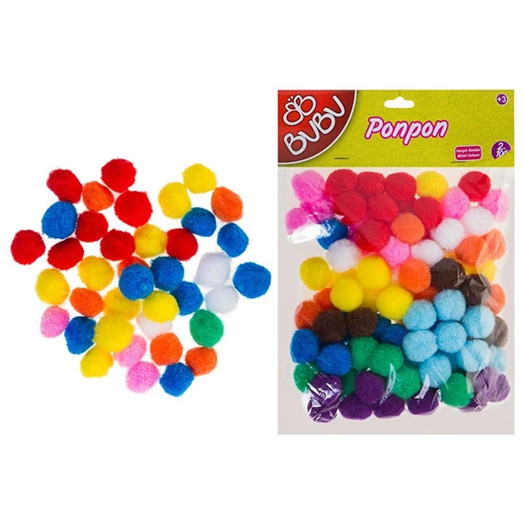 Bu-Bu Pon Pon 2 CM 100 LÜ Karma BUBU00109 ürün görseli 1