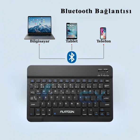 PL-366 Bluetooth Kablosuz Klavye – Type-C Şarjlı, Tablet Telefon PC Uyumlu - Resim 8