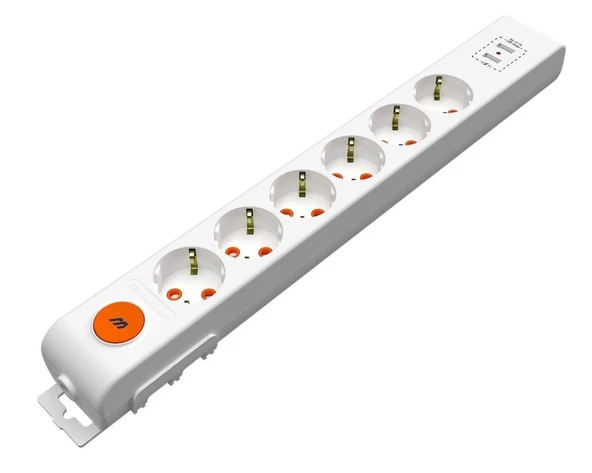 Mutlusan Rı-Tech 6lı Anahtarlı 2Usb Klemensli Topraklı  Grup Priz  (001 175 650001 00 00) ürün görseli 1