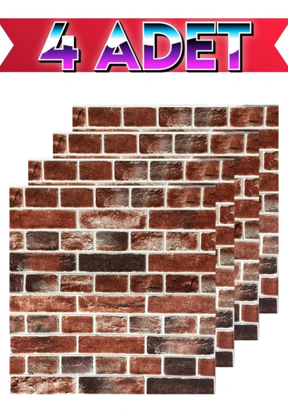 4 Adet 70cmx70cm Kendinden Yapışkanlı Kırmızı Taş Duvar Paneli Kağıdı Sticker Ofis Salon Otel Nw149 ürün görseli 1