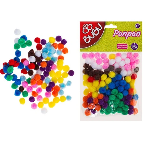 Bu-Bu Pon Pon 1 CM 200 LÜ Karma Bu-Bu00108 ürün görseli 1