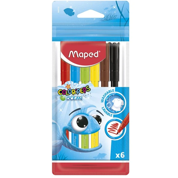 Maped Keçeli Boya Kalemi Ocean 6 Renk 845723 ürün görseli 1