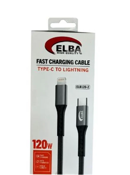 Elba Elb120-2 120w   Type-c To Lightning 1Mt Siyah Örgülü  Şarj Kablosu (( Data Veri ) ürün görseli 1