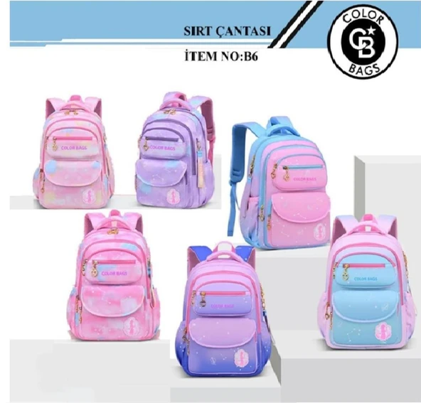 Color Bags Sırt Destekli Su Geçirmez Okul Çantası B6 ürün görseli 1