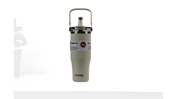 Dodge DB-24584 Çift Kullanım Pipetli/Rahat İçim Beyaz 1200ml Çelik Matara ürün görseli 1