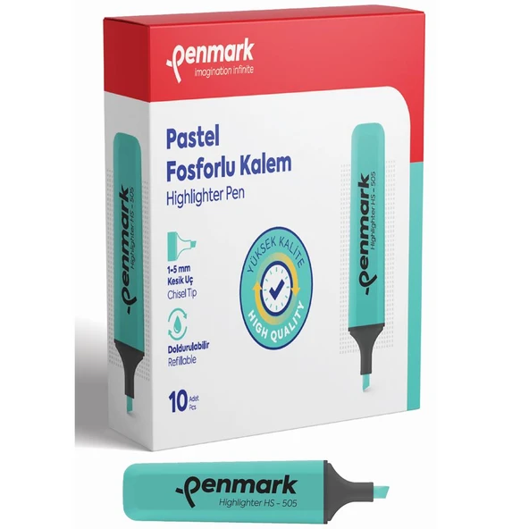 Penmark Fosforlu Kalem Pastel Mint Yeşili HS-505 12 ürün görseli 1