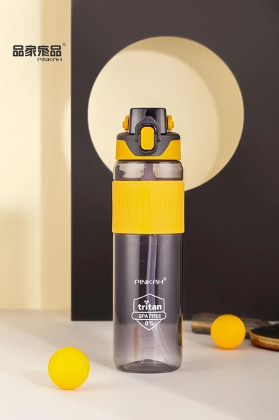 Pınkah PJ-756 750ml Pipetli Turuncu Tritan Matara ürün görseli 1