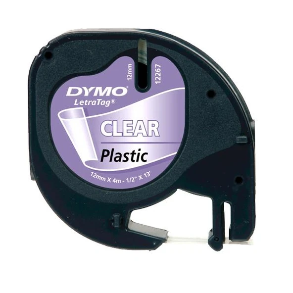 Dymo Letratag Şerit Plastik 12 MMx4 MT Şeffaf Üzerine Siyah 12267 ürün görseli 1