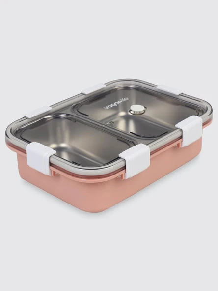 Vagonlife BL50442 800ml 2 Bölmeli Pembe Çelik Saklama Kabı ürün görseli 1