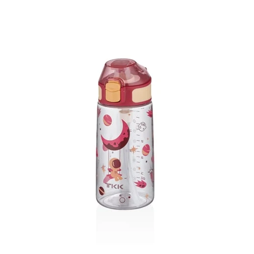Vagonlife Tkk T3002 500ml Pipetli Kırmızı Astronot Desenli Tritan Matara ürün görseli 1