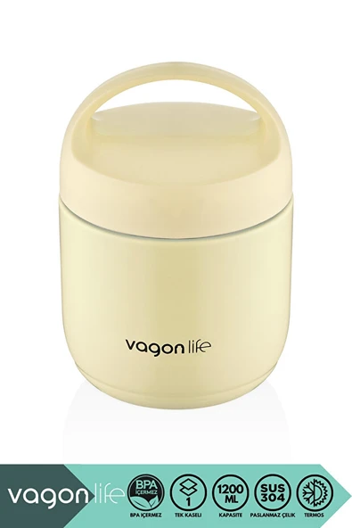 Vagonlife BL10104 1200ml Sarı Çelik Saklama Kabı ürün görseli 1